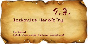 Iczkovits Harkány névjegykártya